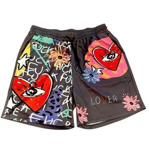Manfinity Graffiti Graphic Shorts - Mens Size XL - Black - Lover